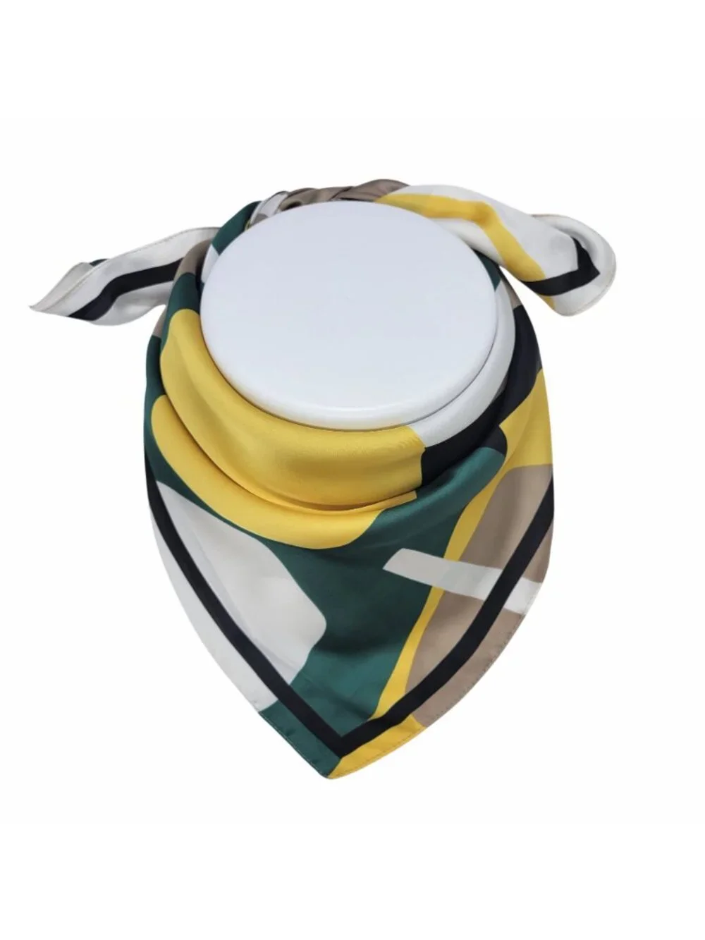 ⭐Geometric Abstract Silky Elegant Bandana Square Scarf Yellow Green Bold Modern